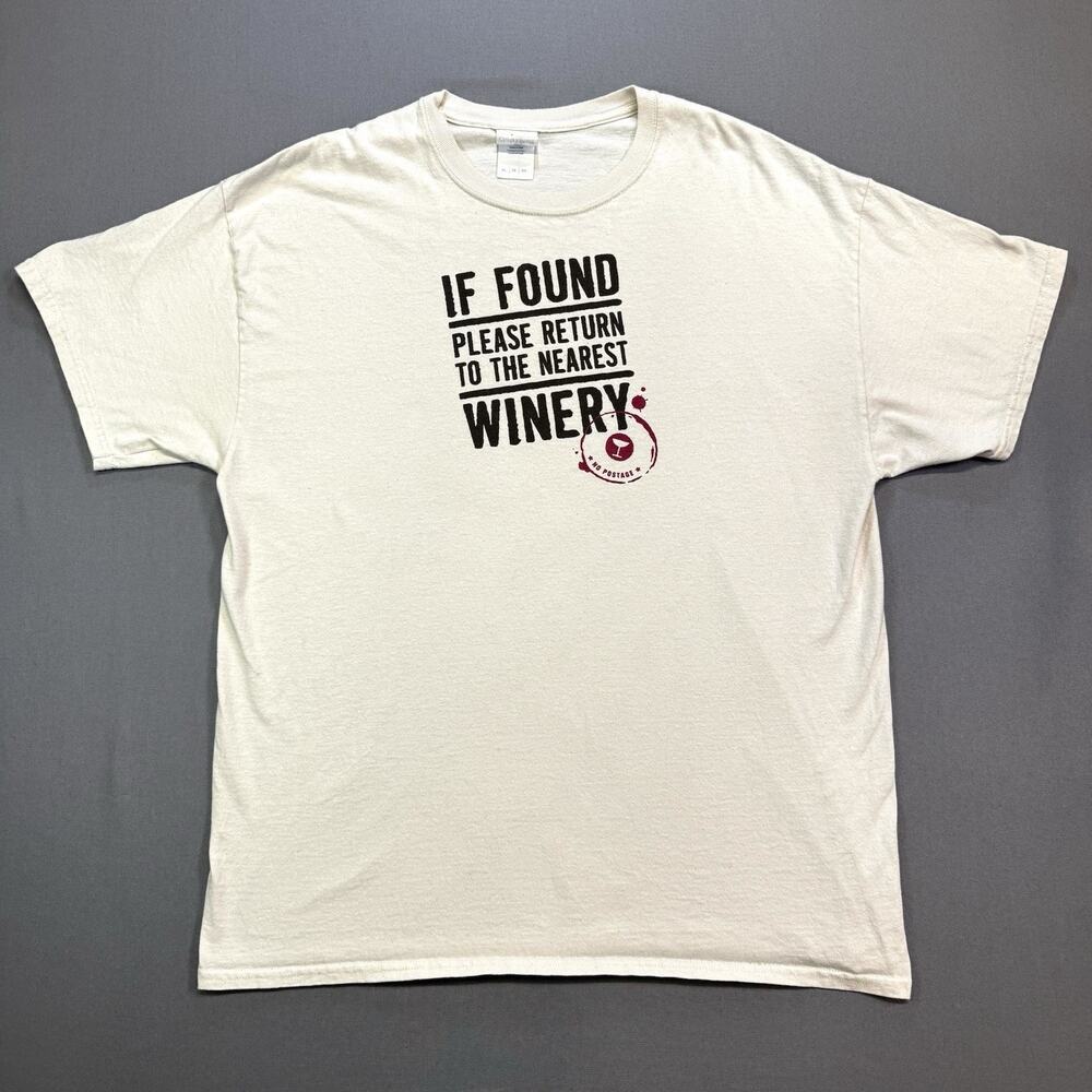 Chris’s Stuff Winery Humor T-Shirt Men’s XL “If Found Return to Winery”